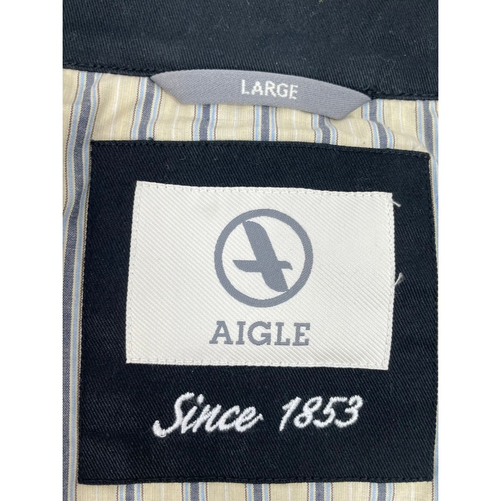 Aigle Wool Coat Men‎ Large Gray Military Style Zipper Button Closure Utility - Picture 5 of 9